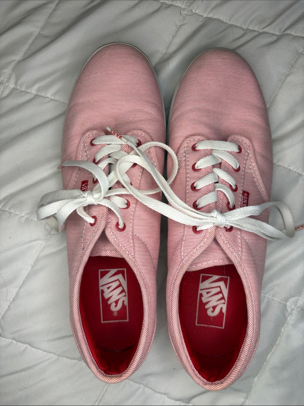 Vans Pink Canvas Low-Top Lace Sneakers
